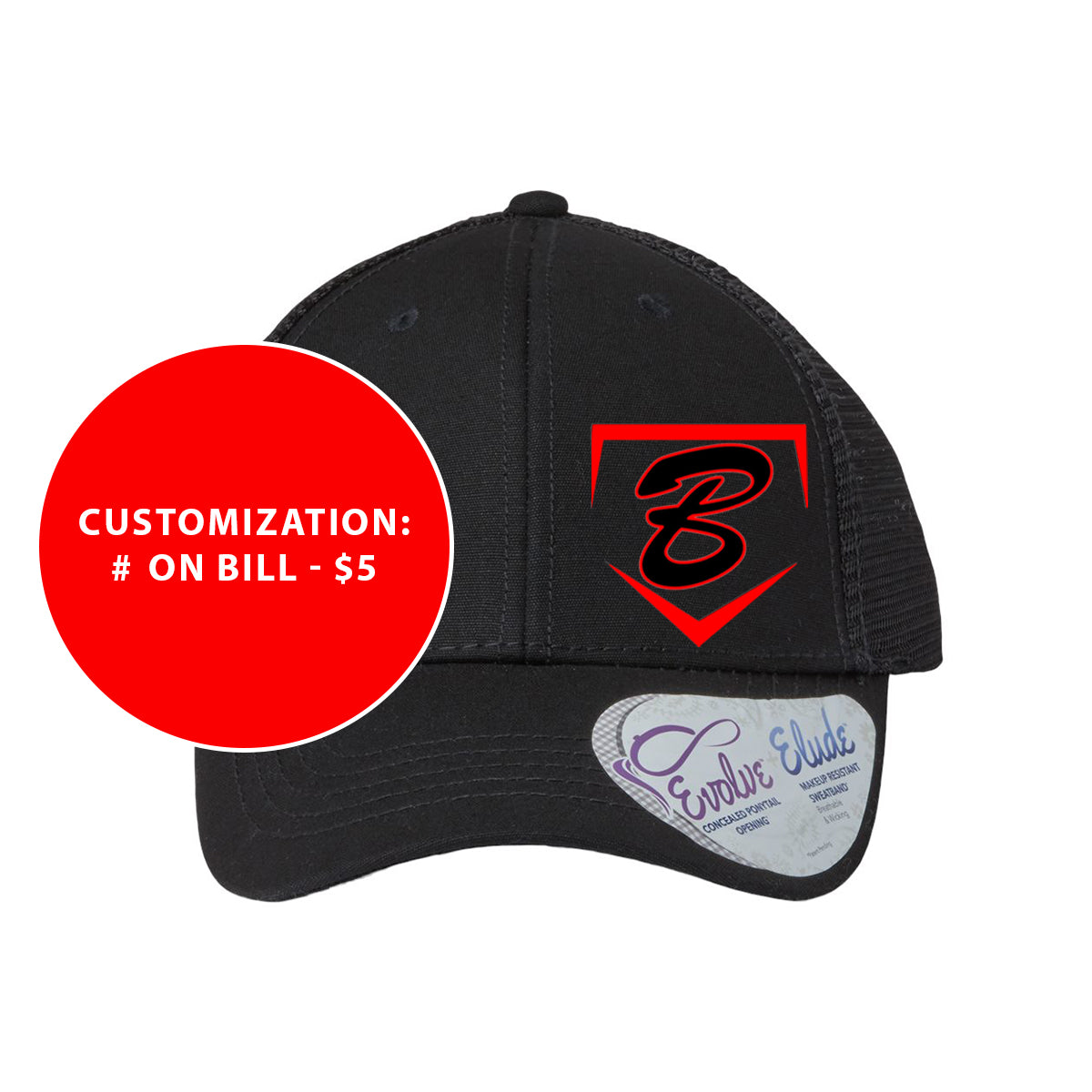 Adult Ponytail Buzz Fastpitch Homeplate Logo Trucker Hat