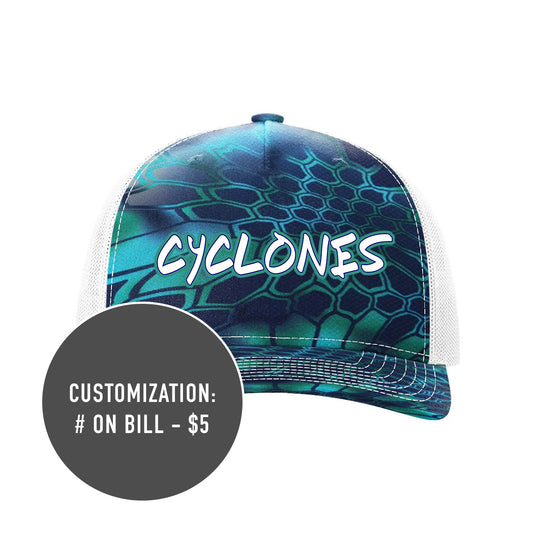 Adult Richardson Cyclones Five-Panel Printed Snapback Trucker Kryptek Pontus White Hat