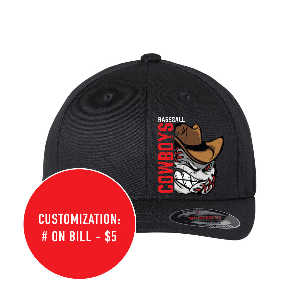 Youth Flexfit Cowboys Baseball Logo Hat