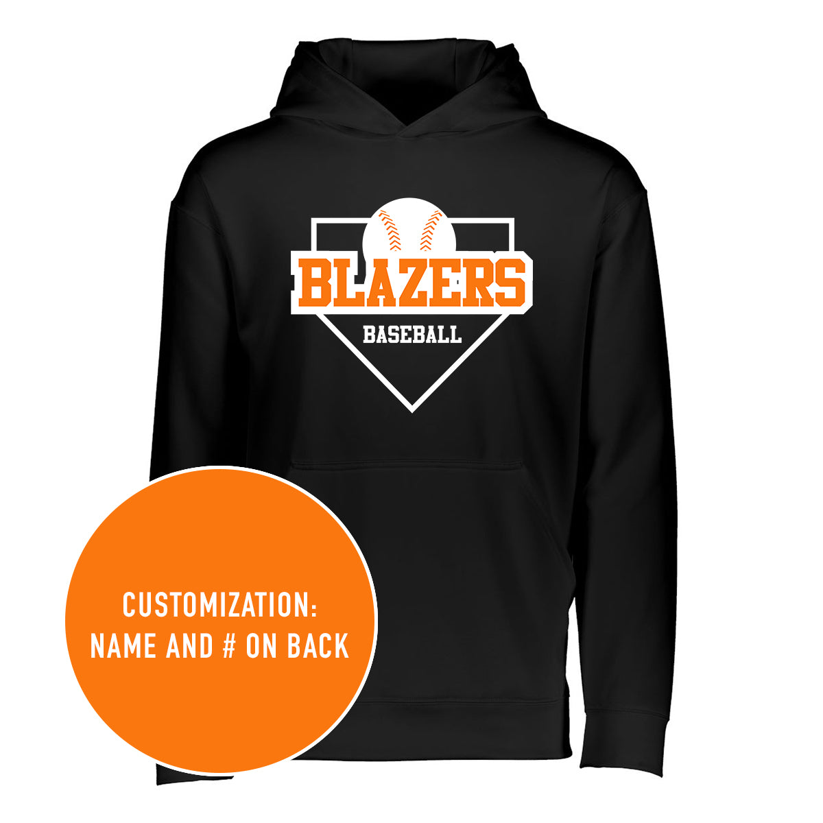 Blazers Baseball Custom Wicking Fleece Hooded Sweatshirt