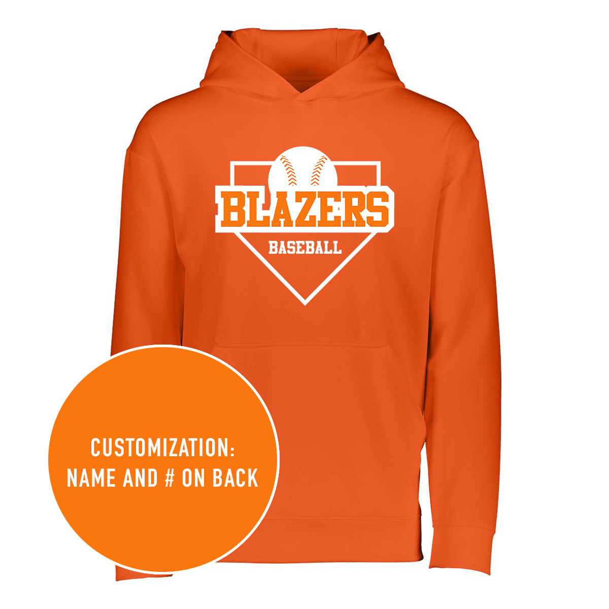 Blazers Baseball Custom Wicking Fleece Hooded Sweatshirt