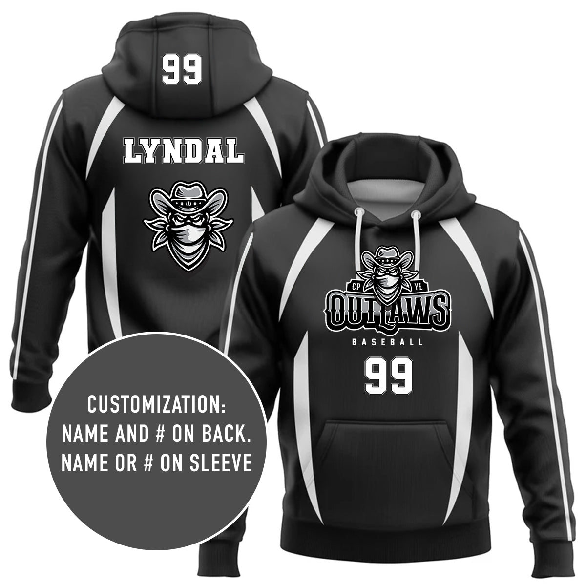 Outlaws Complete Custom Hooded Sweatshirt