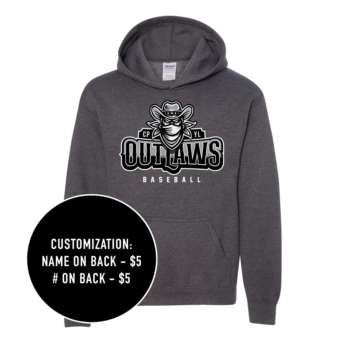 Adult Outlaws Baseball Heavy Blend Hooded Sweatshirt