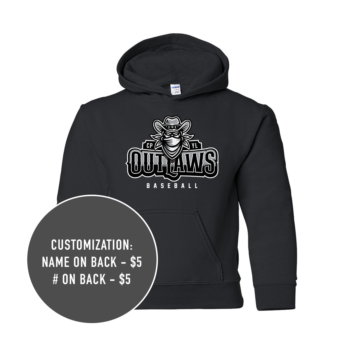 Adult Outlaws Baseball Heavy Blend Hooded Sweatshirt