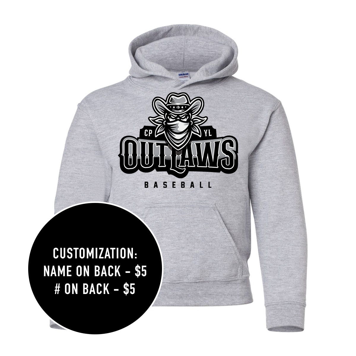 Adult Outlaws Baseball Heavy Blend Hooded Sweatshirt