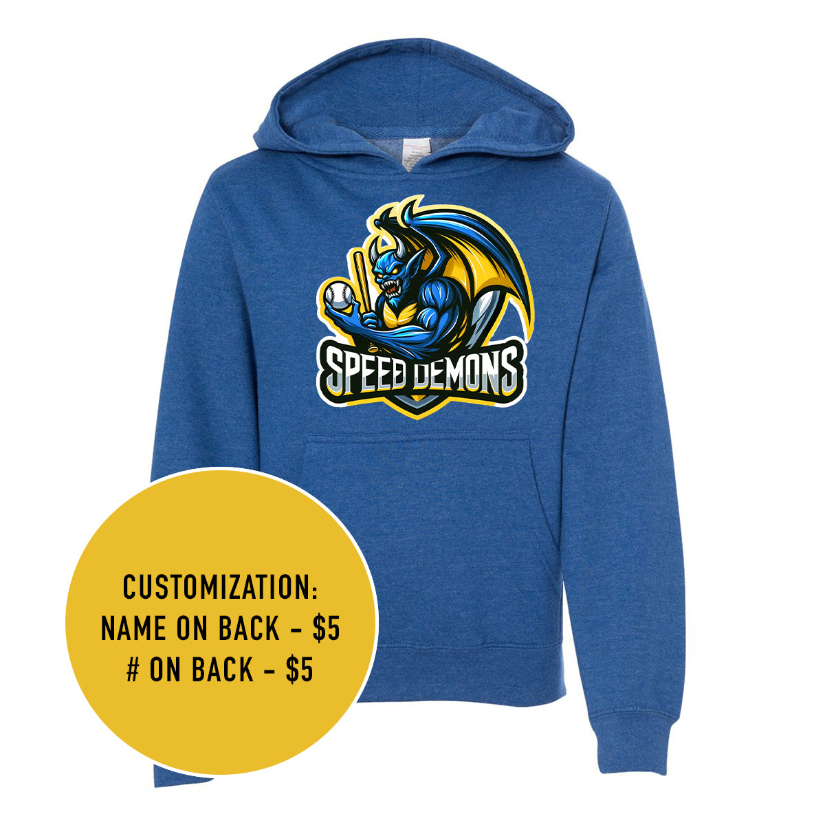 Youth Speed Demons Mid-weight Heather Blue Hooded Sweatshirt