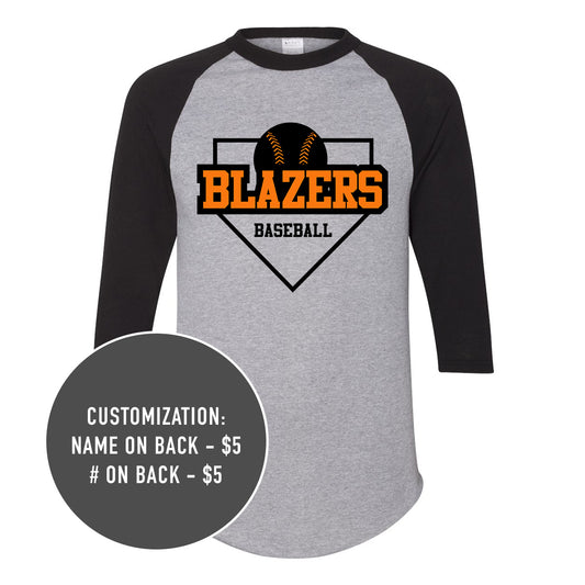 Adult Blazers Baseball 3/4 Jersey Tee