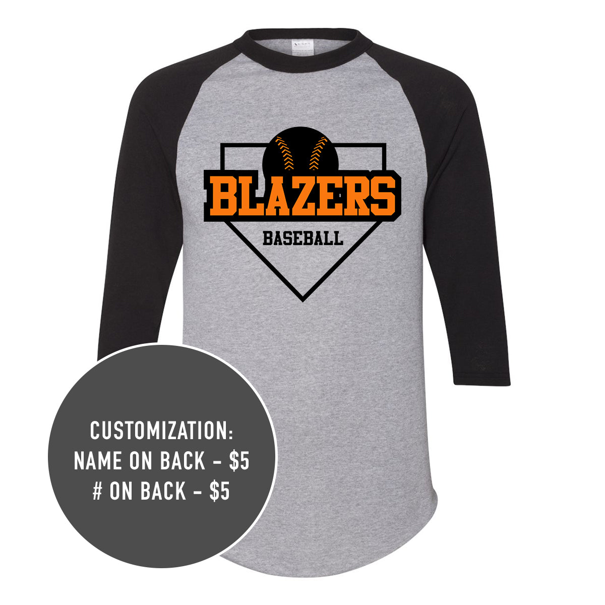 Youth Blazers Baseball 3/4 Jersey Tee