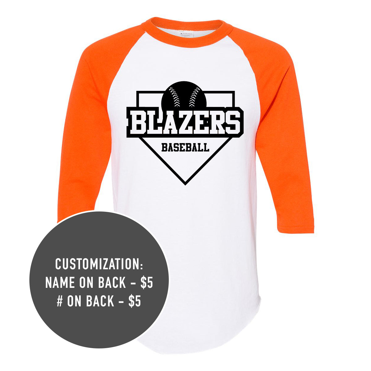 Adult Blazers Baseball 3/4 Jersey Tee