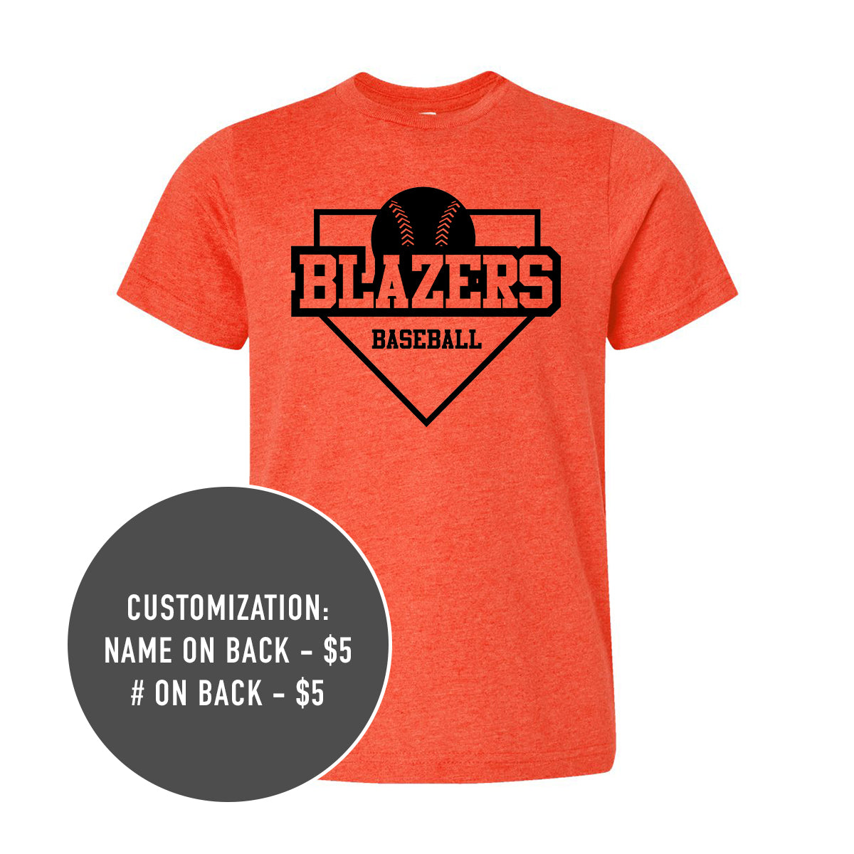 Youth Blazers Baseball Orange Tee