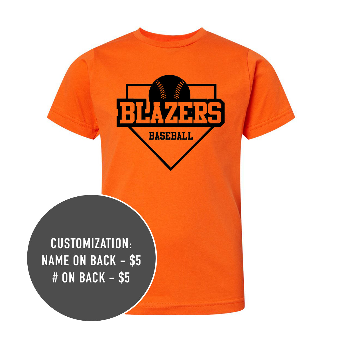 Adult Blazers Baseball Orange Tee