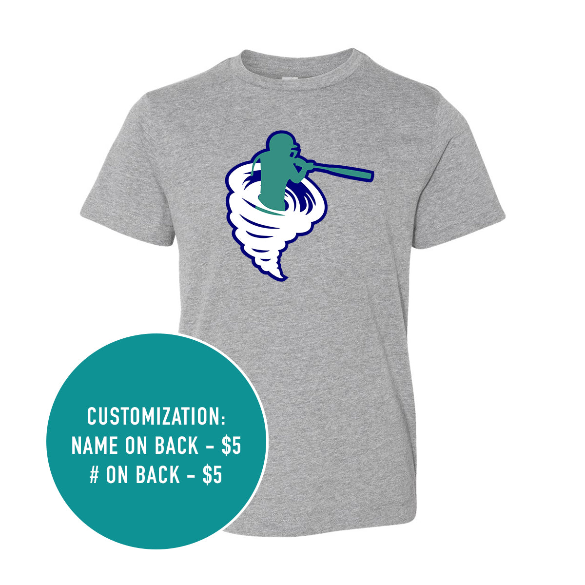 Adult Cyclones Logo Jersey Tee (Grey's and Navy)