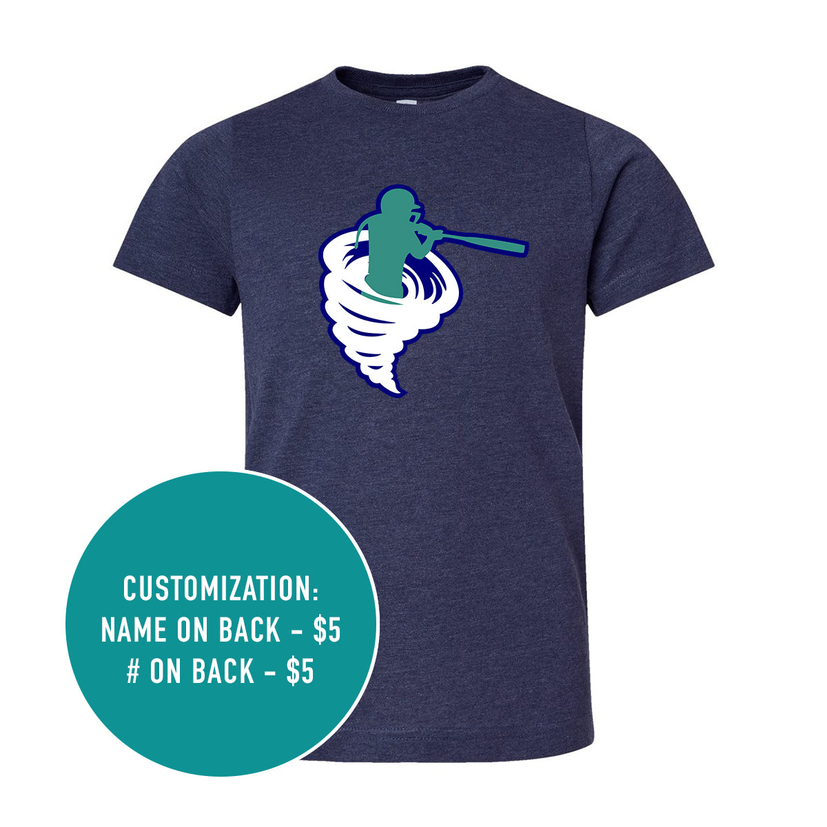 Adult Cyclones Logo Jersey Tee (Grey's and Navy)