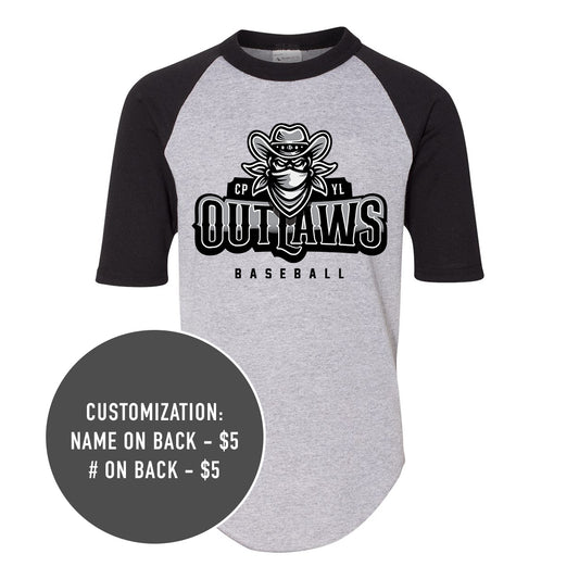 Youth Outlaws Baseball 3/4 Jersey Tee