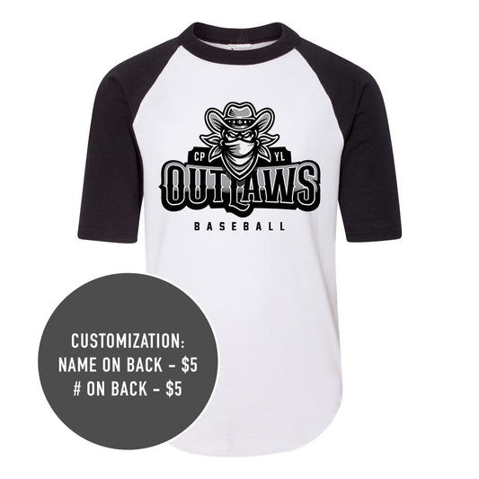 Adult Outlaws Baseball 3/4 Jersey Tee