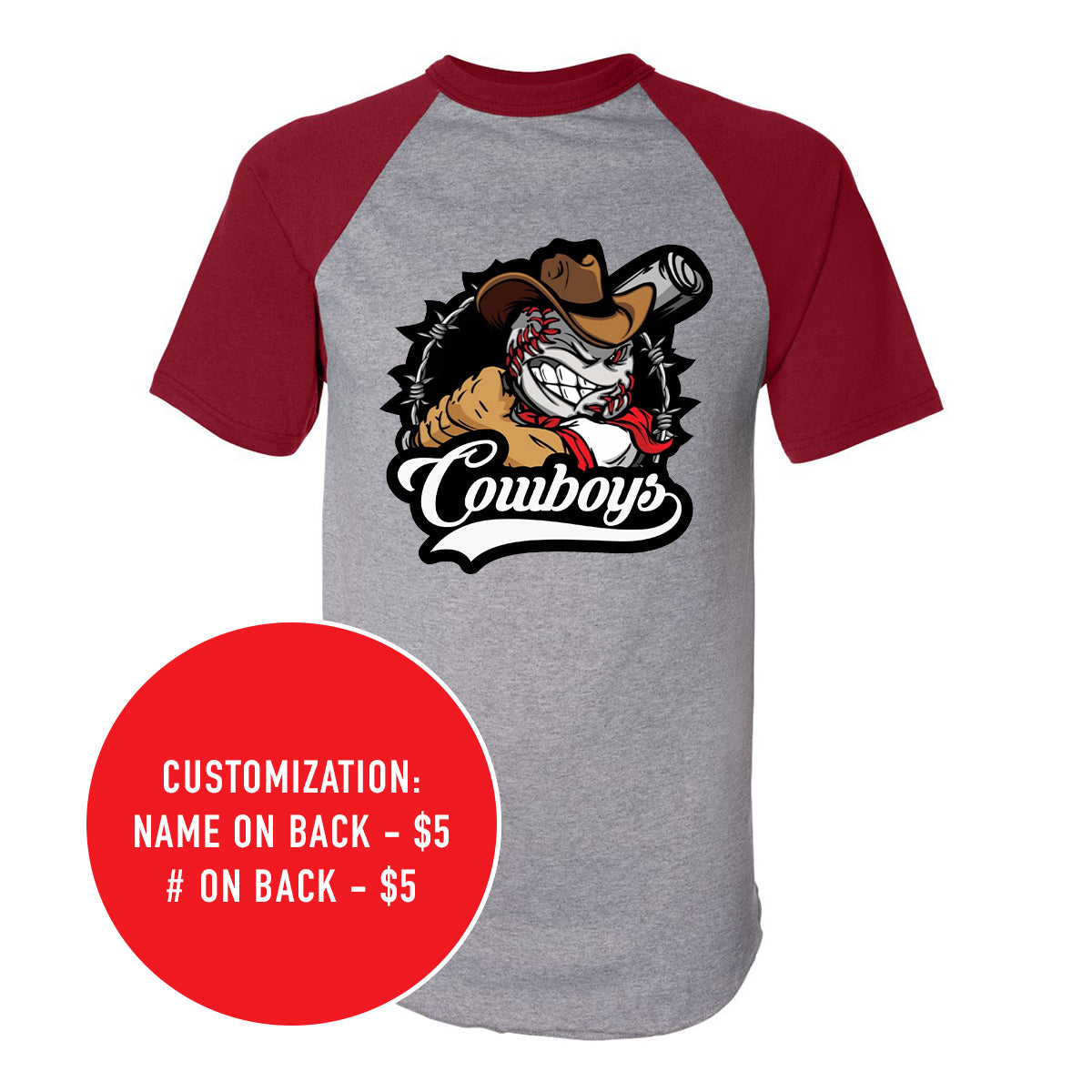 Adult Cowboys 3/4 Jersey Tee