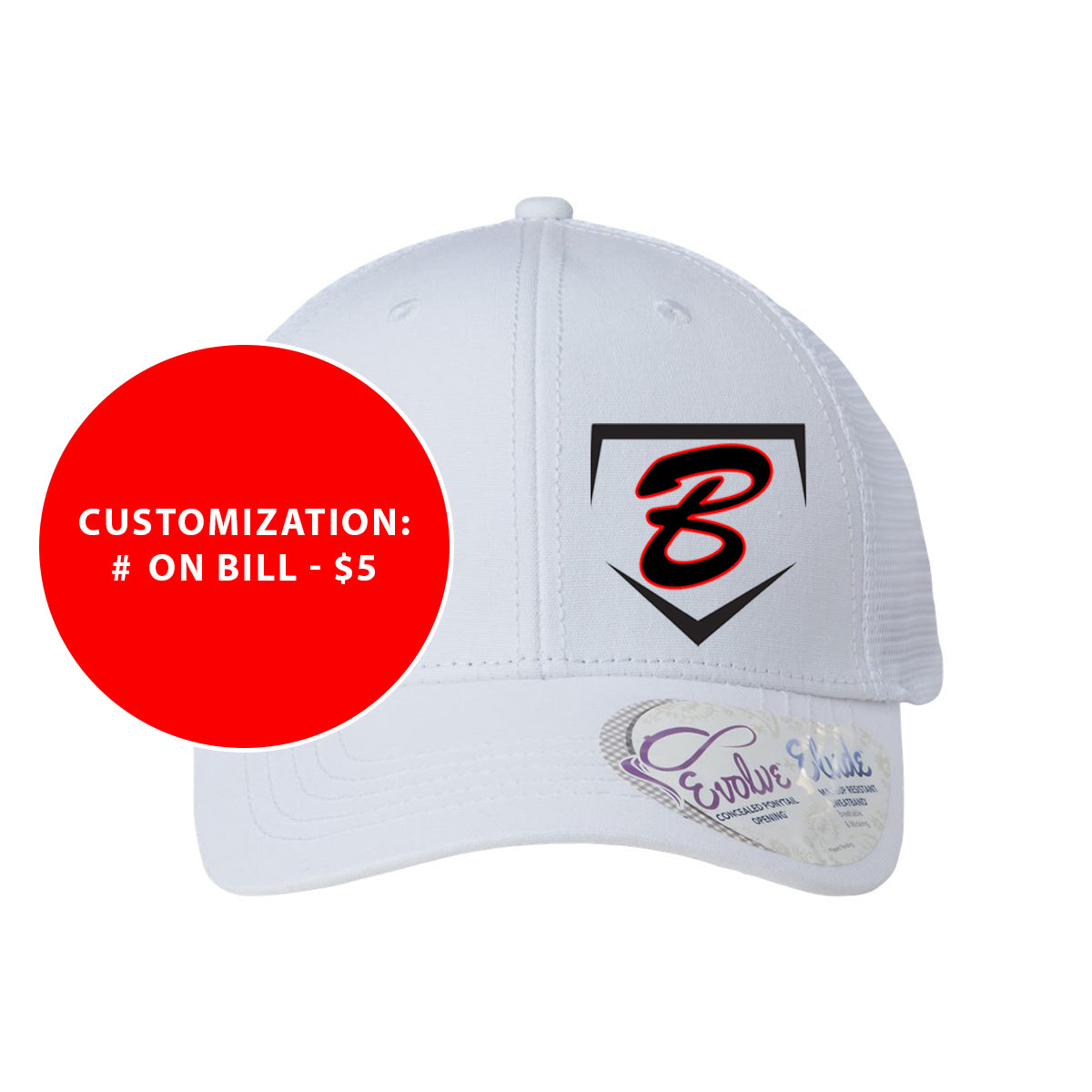 Adult Ponytail Buzz Fastpitch Homeplate Logo Trucker Hat